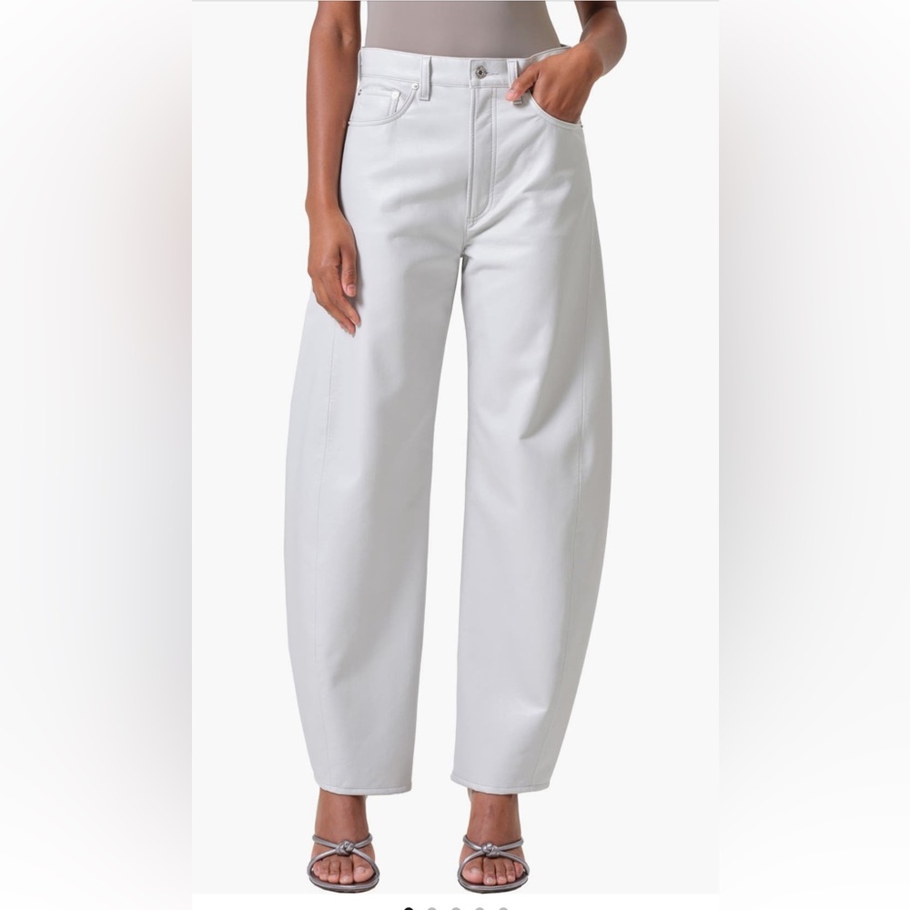 AGOLDE Luna High Waist Barrel Leg Leather Blend Pants Size 27 NWT